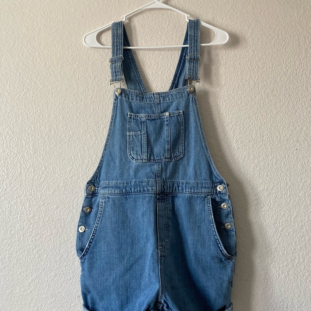 Free People jean overall shorts